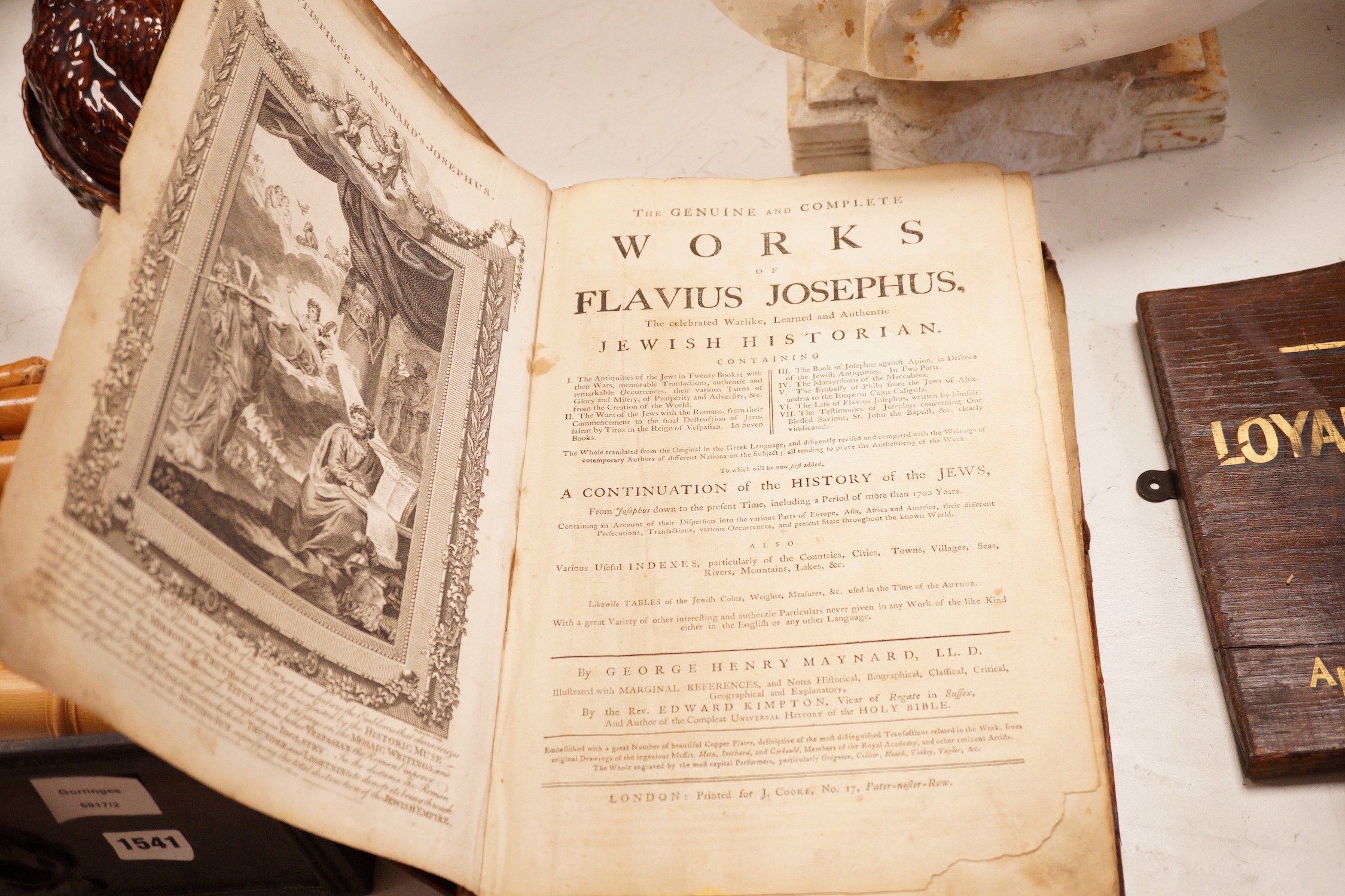 Two books: Salmon's Geographical Grammar and Josephus, folio